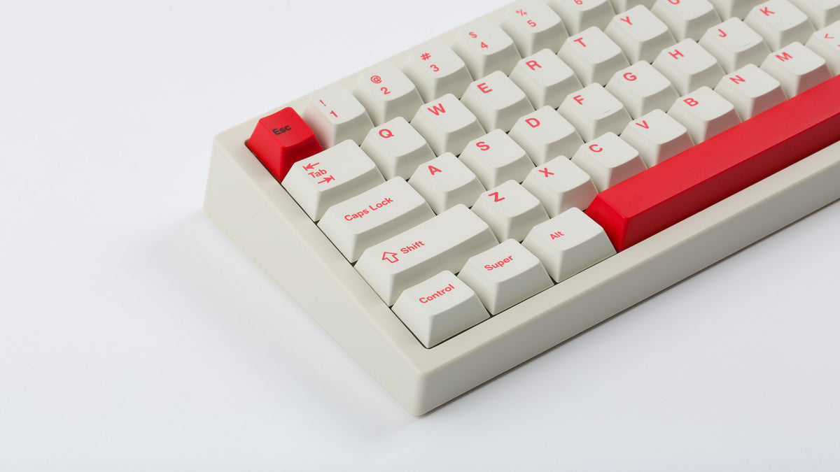  Cherry Ember on a beige keyboard zoomed in left 