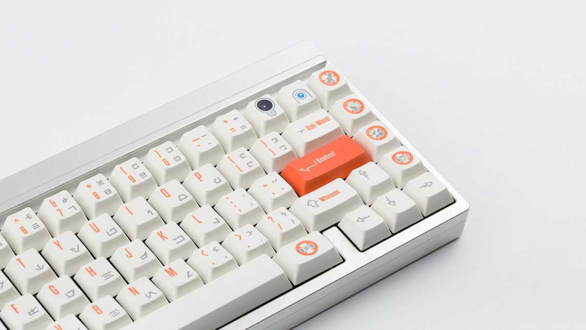  BB-8 on a silver keyboard zoomed in on the right 