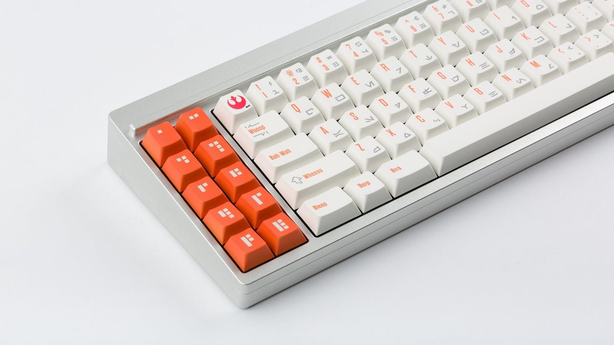  BB-8 on a silver keyboard zoomed in on the left 