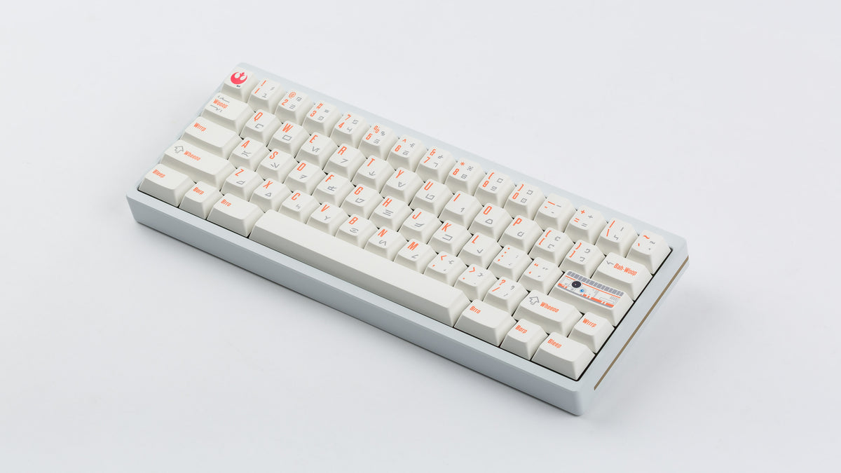  BB-8 on a white keyboard angled 