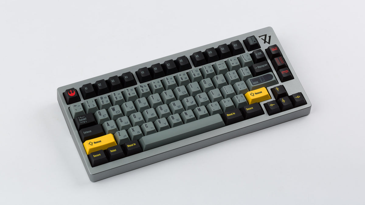  K-2SO on a silver 7V keyboard angled 