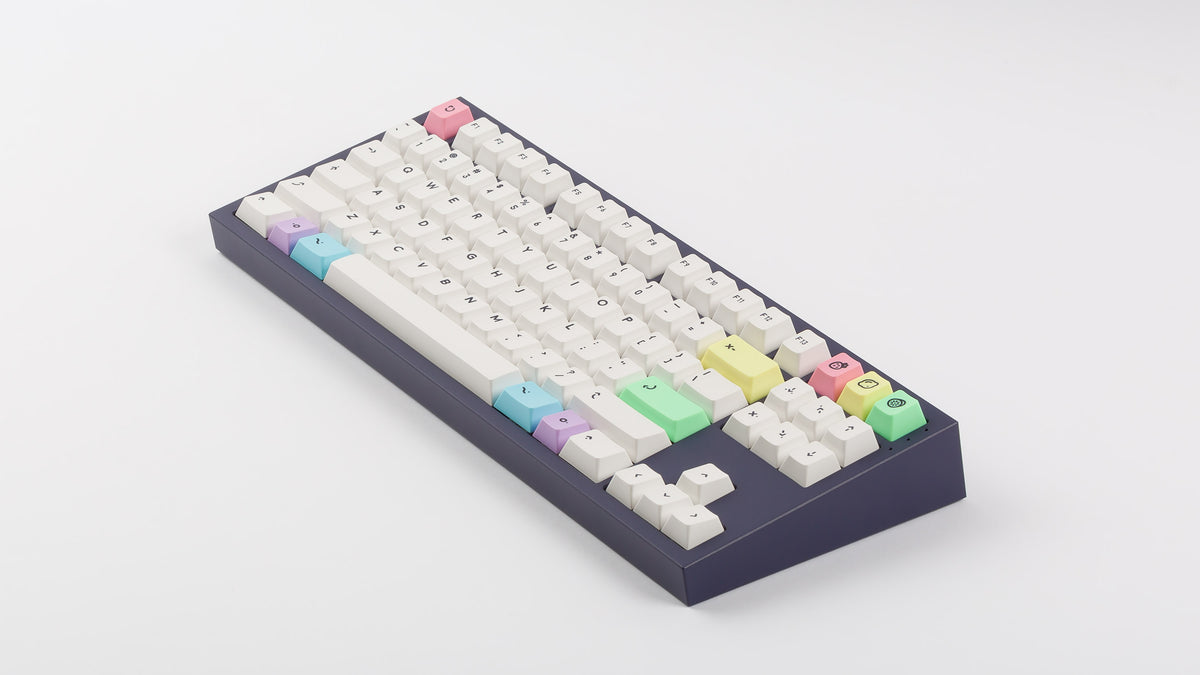  Cherry Milkshake on a purple NK87 keyboard angled right 