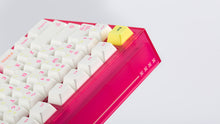 Load image into Gallery viewer, pink tfue themed keyboard with tfue keycaps back view left corner close up