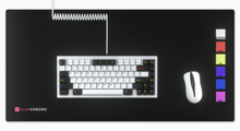 Load image into Gallery viewer, Render of GMK CYL Colorchrome on white keyboard on top of a dark colorchrome deskpad