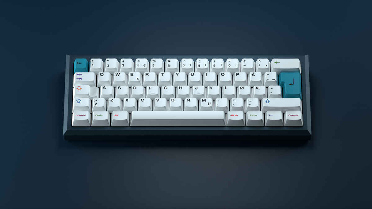  GMK CYL Colorchrome on blue keyboard centered 