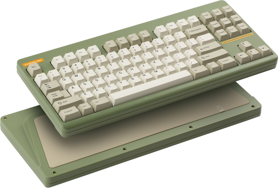 CLASSIC-TKL Underscore in Lichen colorway, top and bottom views.